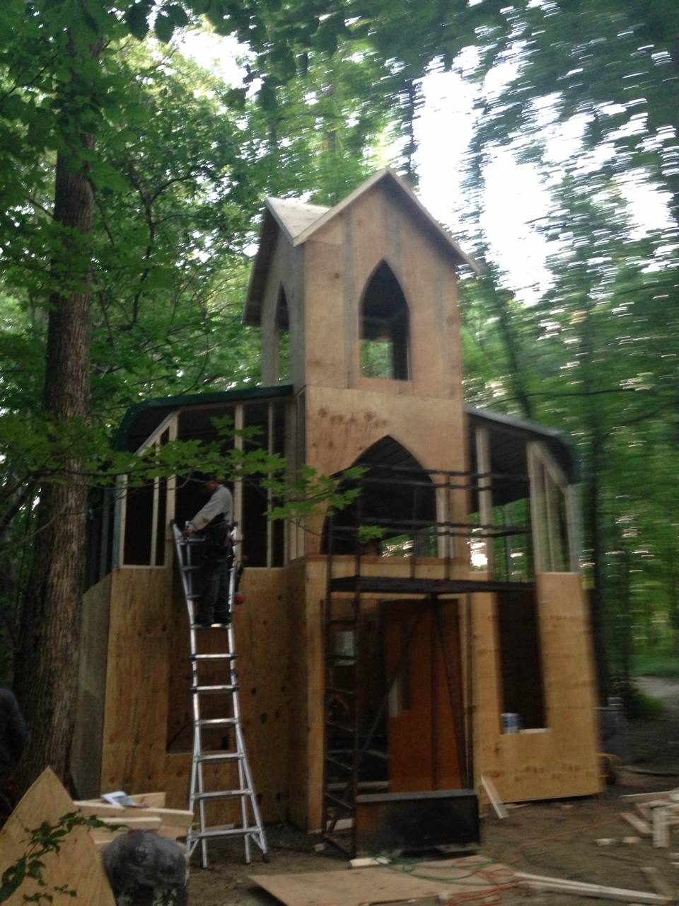 Building a Church in the woods for a new scene for asylum