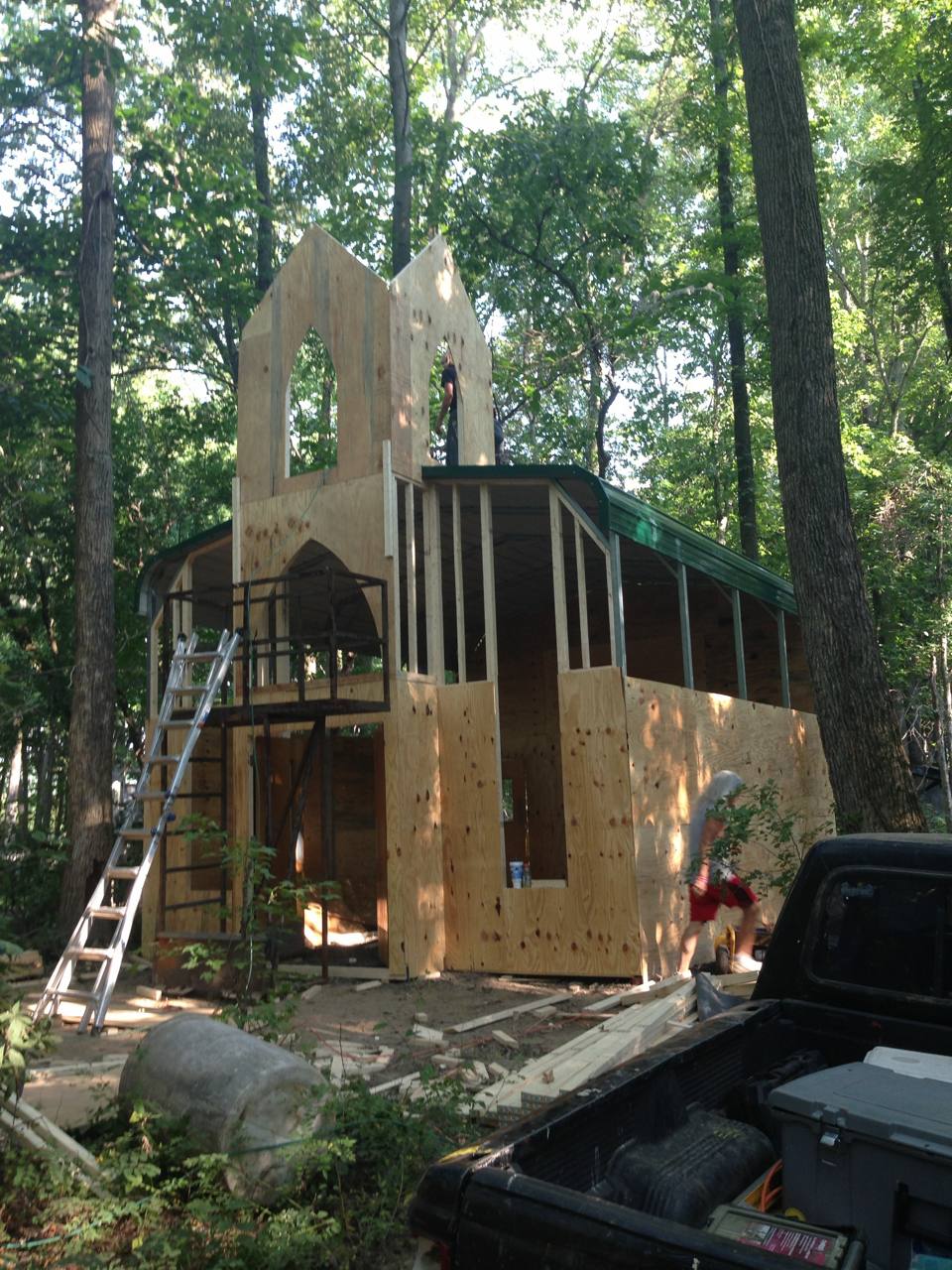 Building a Church in the woods for a new scene for asylum