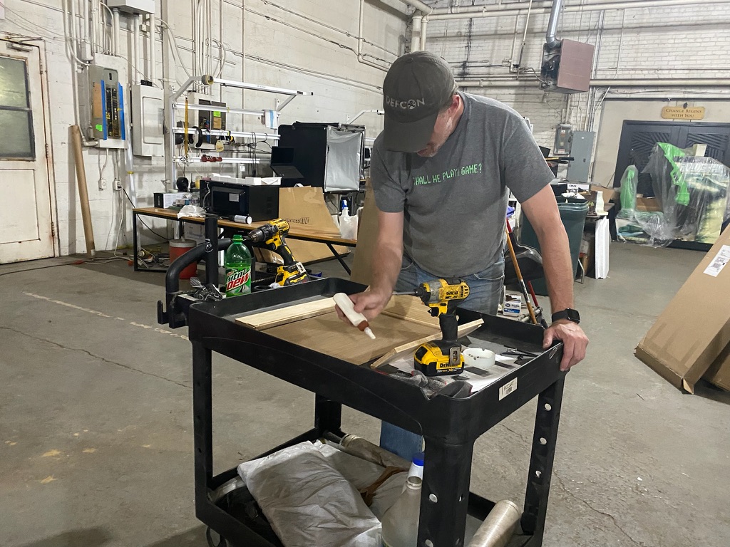 Vandalf van build — cabinets and heated floor