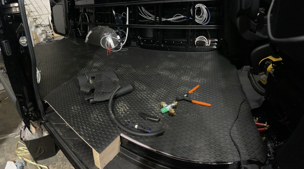 Cabinet install in the Sprinter van