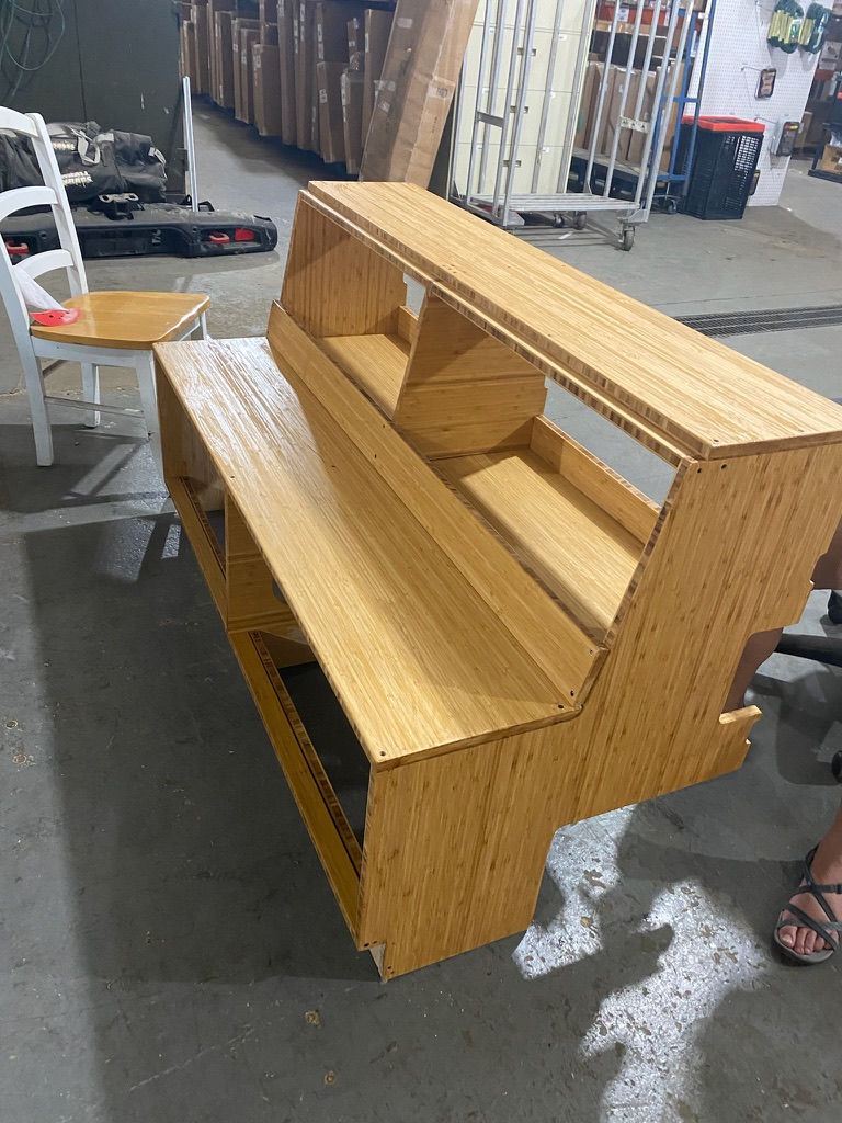 Staining the bamboo cabinets