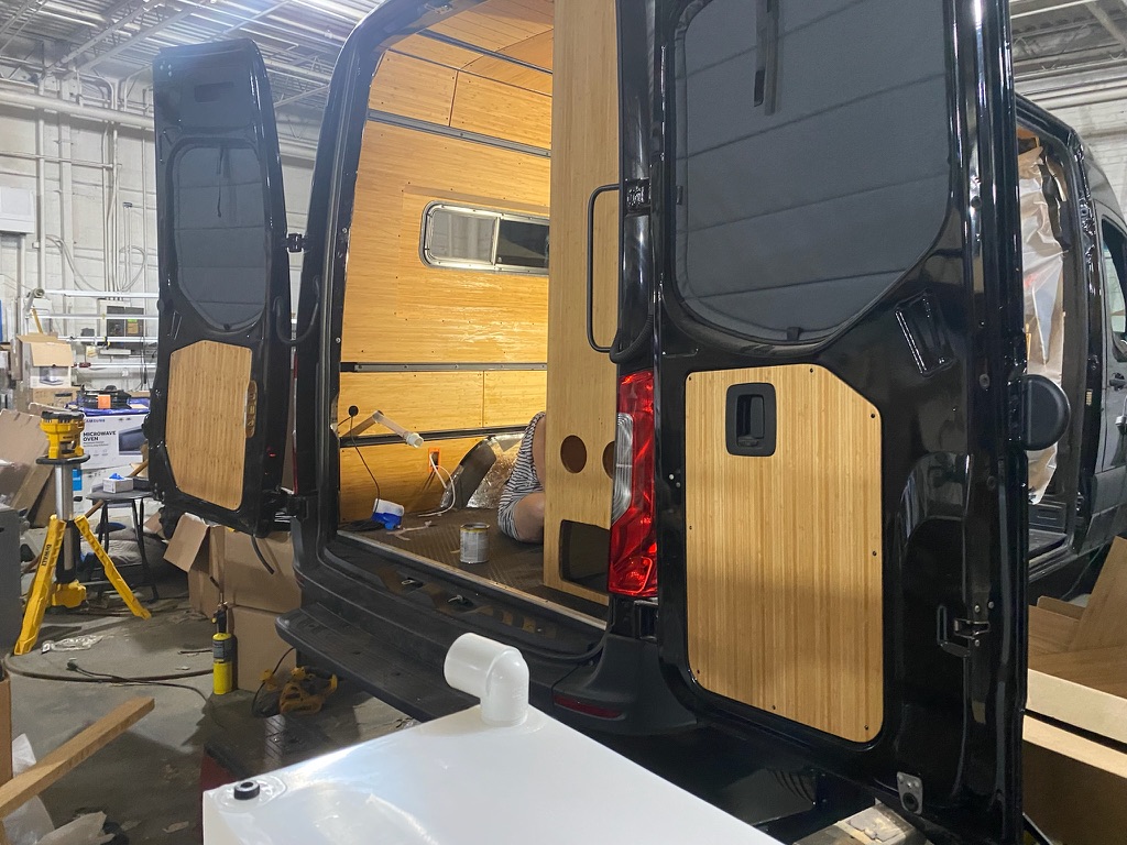 Staining the bamboo cabinets