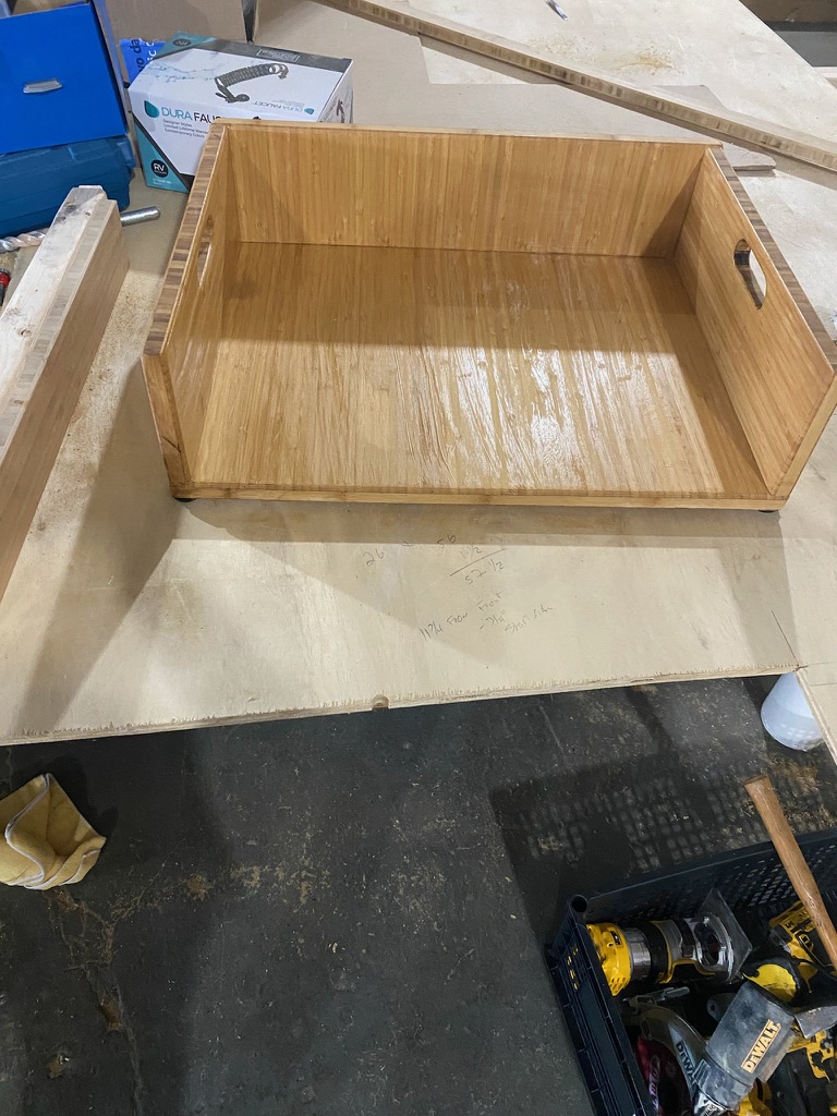 Staining the bamboo cabinets