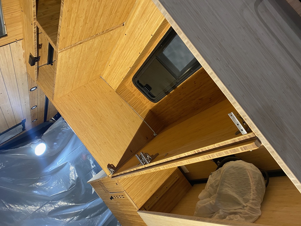 Staining the bamboo cabinets