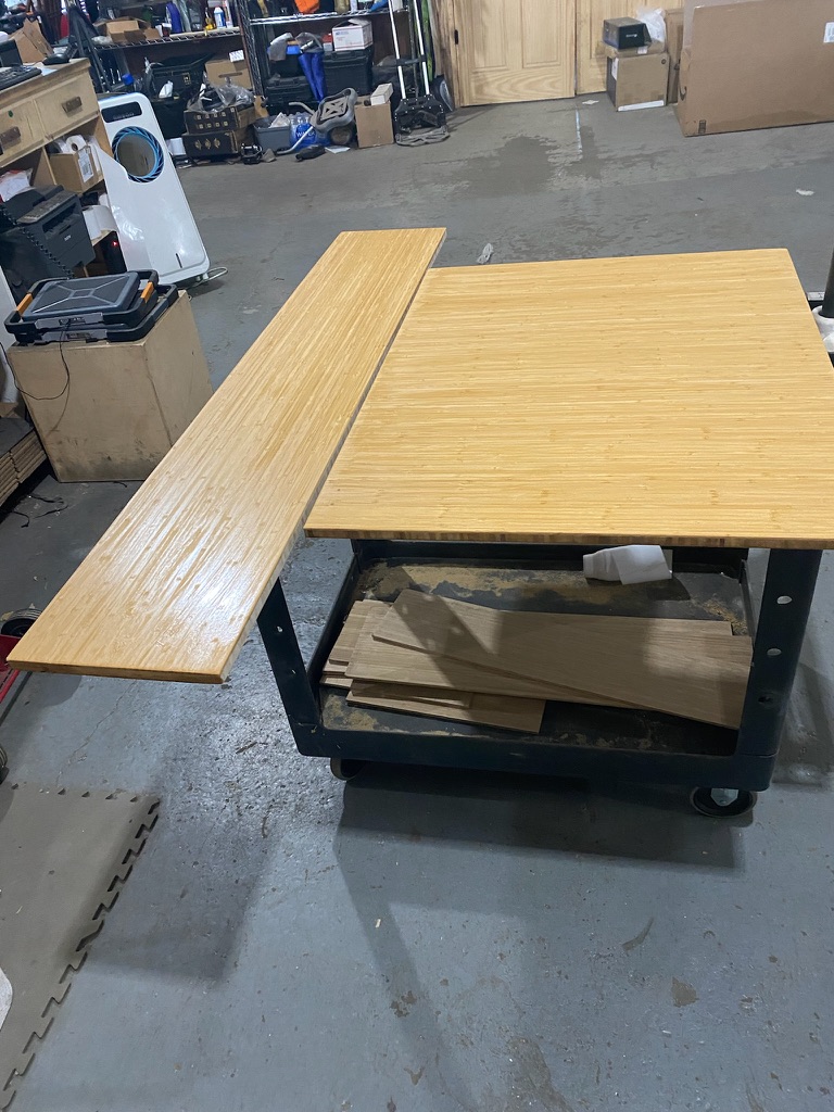 Staining the bamboo cabinets