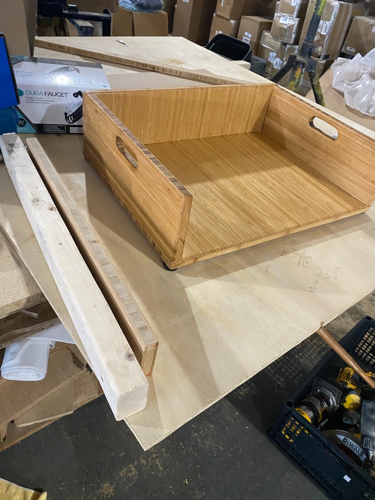 Staining the bamboo cabinets