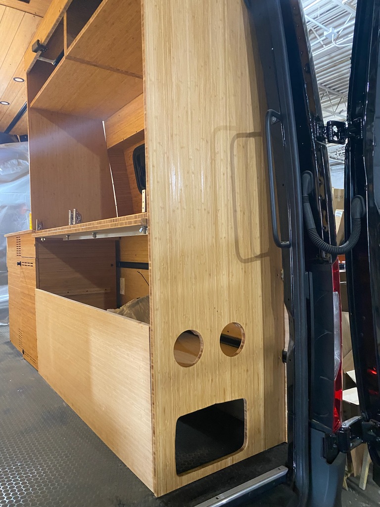 Staining the bamboo cabinets