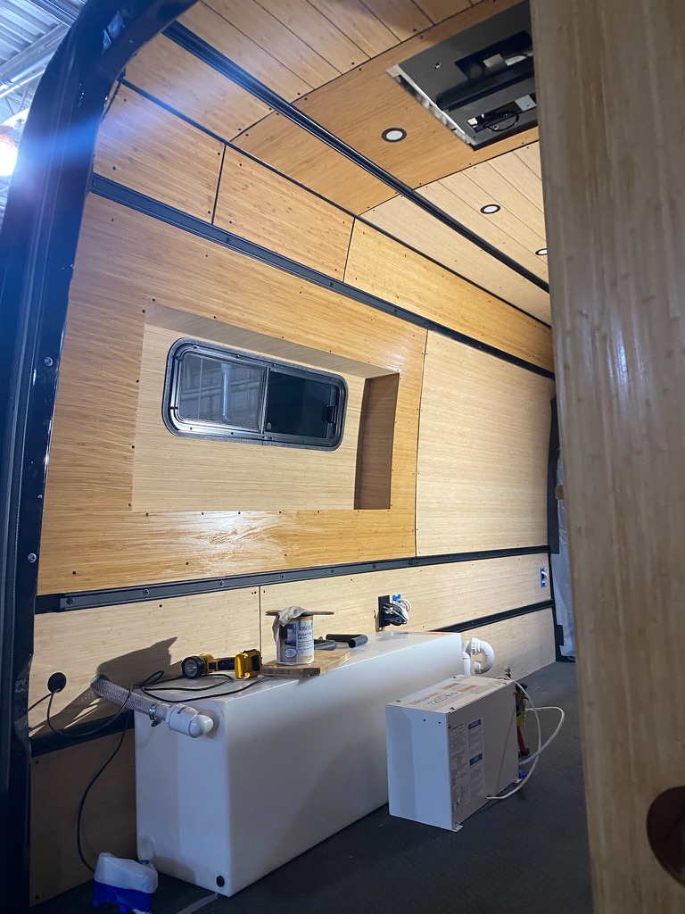 Staining the bamboo cabinets