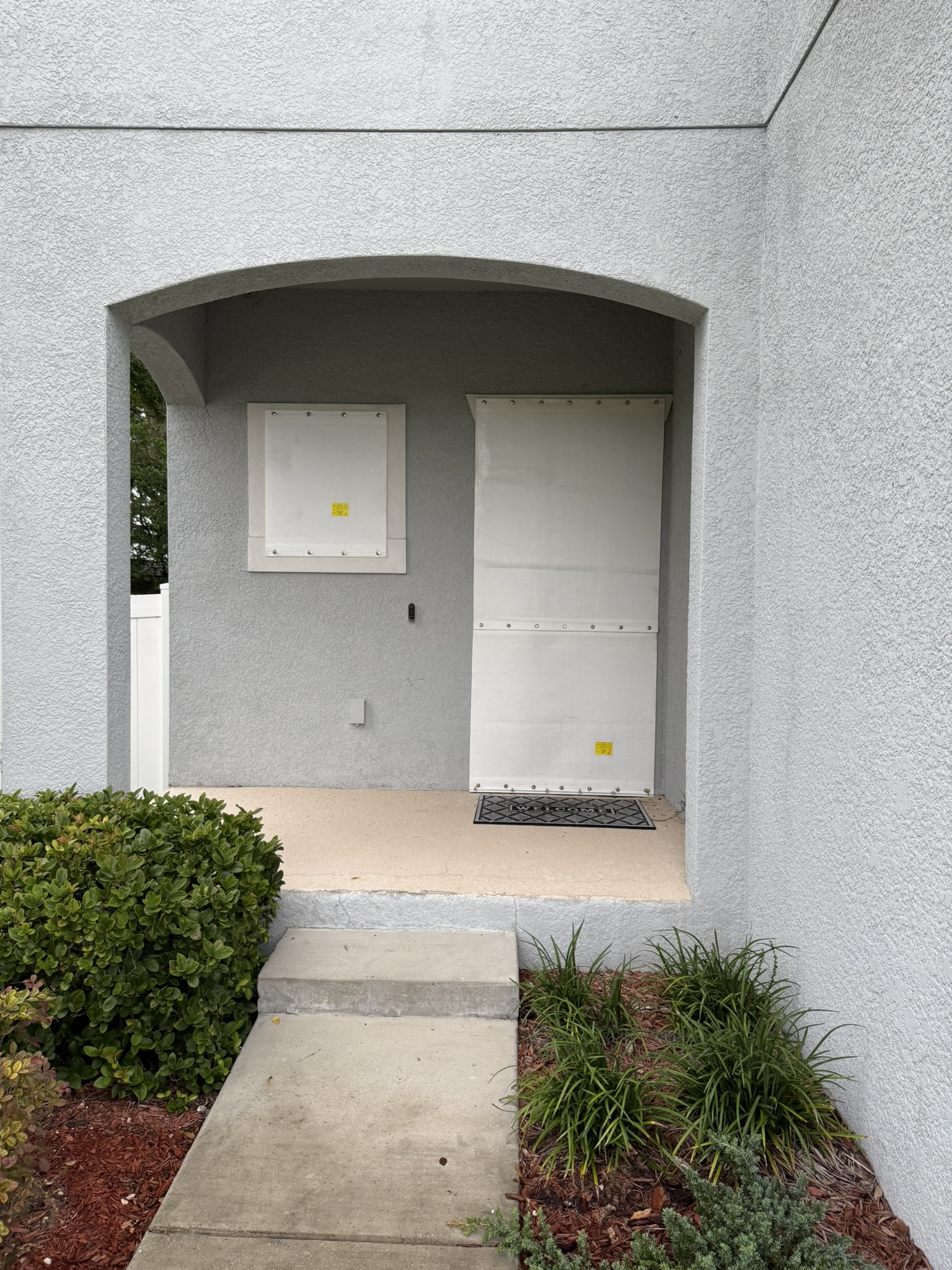 Hurricane shutters on a new house