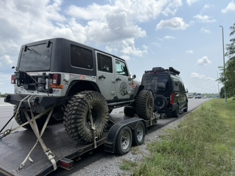 Towing the Jeep to Tampa