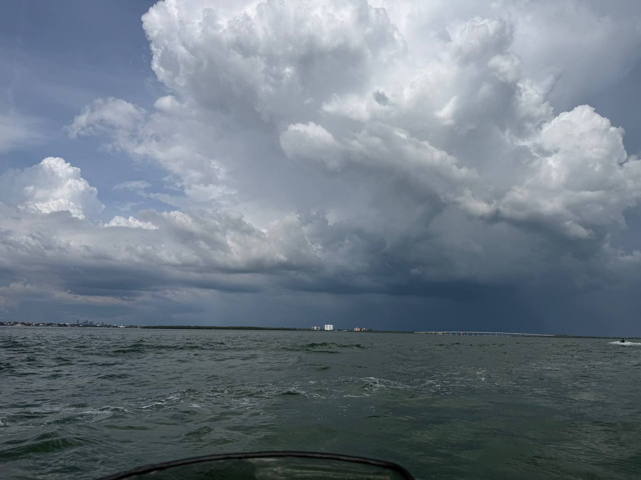 Storm building over coastal water
