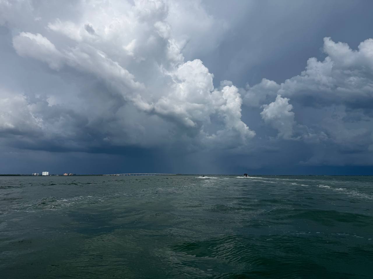 Storm front moving in over the water